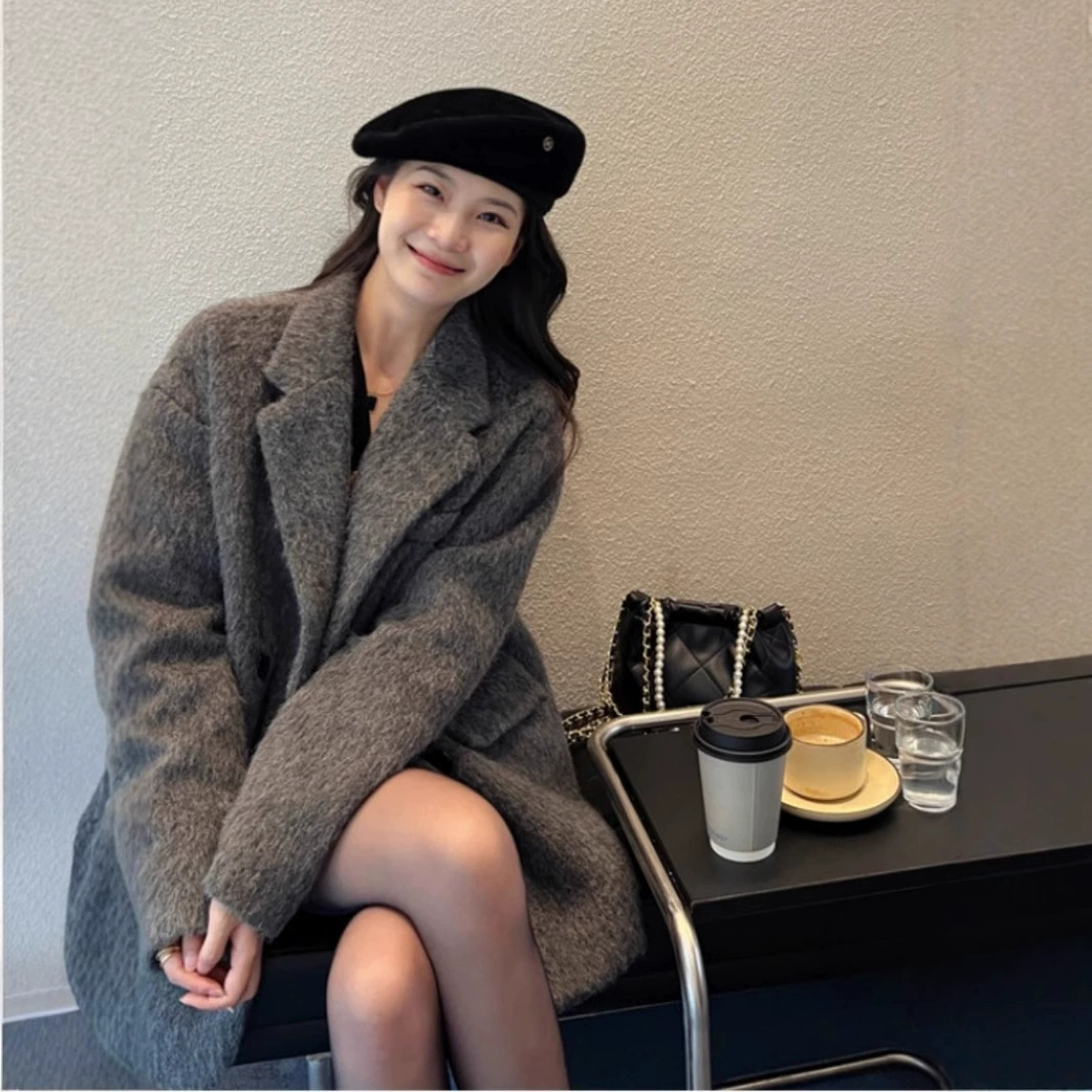 Демисезонное trench coat, шерстяное пальто, костюм, для подростков, усиленная толщина