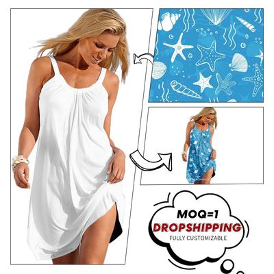 2022 year Amazon Europe and America summer on vacation new pattern sexy camisole Dress Made in sleeveless large size