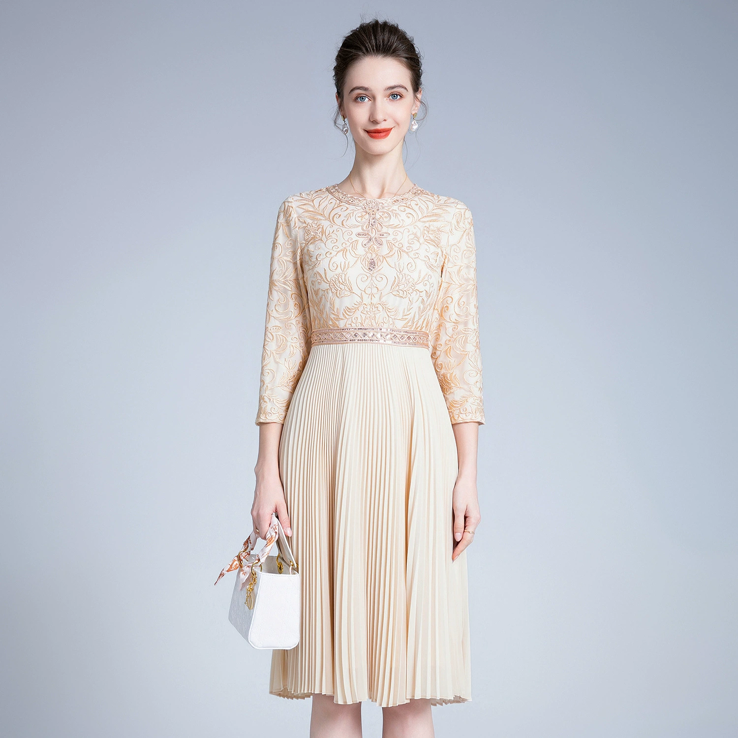 Шэньчжэнь осень и зима средних лет платье Банкетный платье Женский Плюс Размер талии для похудения Мода мать поколение волос