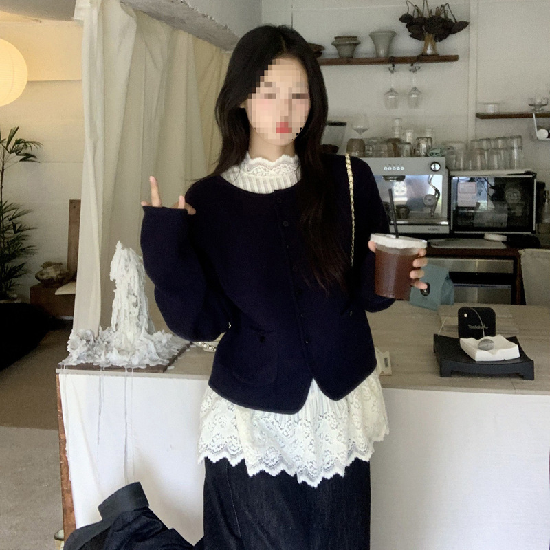 小仙倪子小香风针织衫秋季款超百搭圆领长袖显瘦开衫百搭韩系外套|undefined