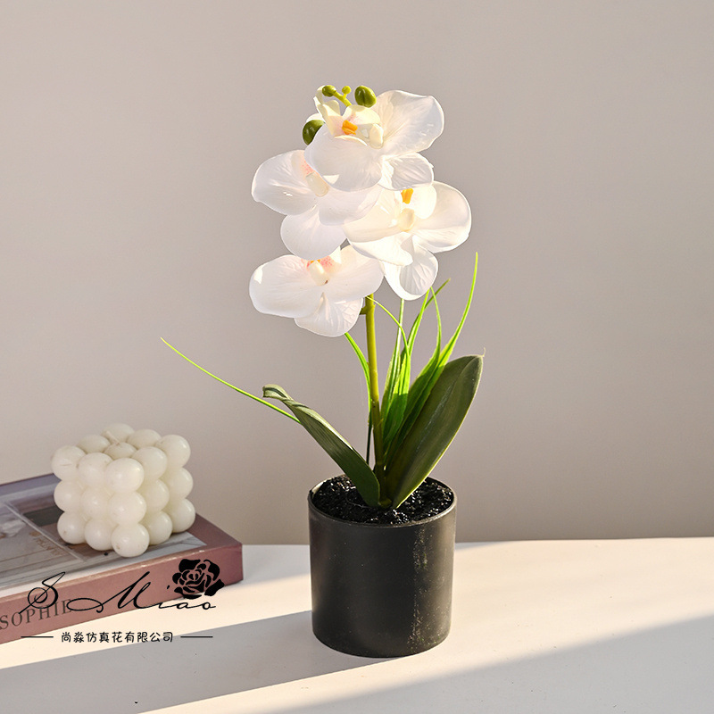 Flores falsas 4 sensación de orquídeas mariposa pequeña flor de bonsai decoración interior adornos flores artificiales imitación de maceta image 4