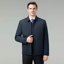 专柜正品花公子蚕丝棉服翻领休闲棉衣秋冬商务口袋中年爸爸装外套