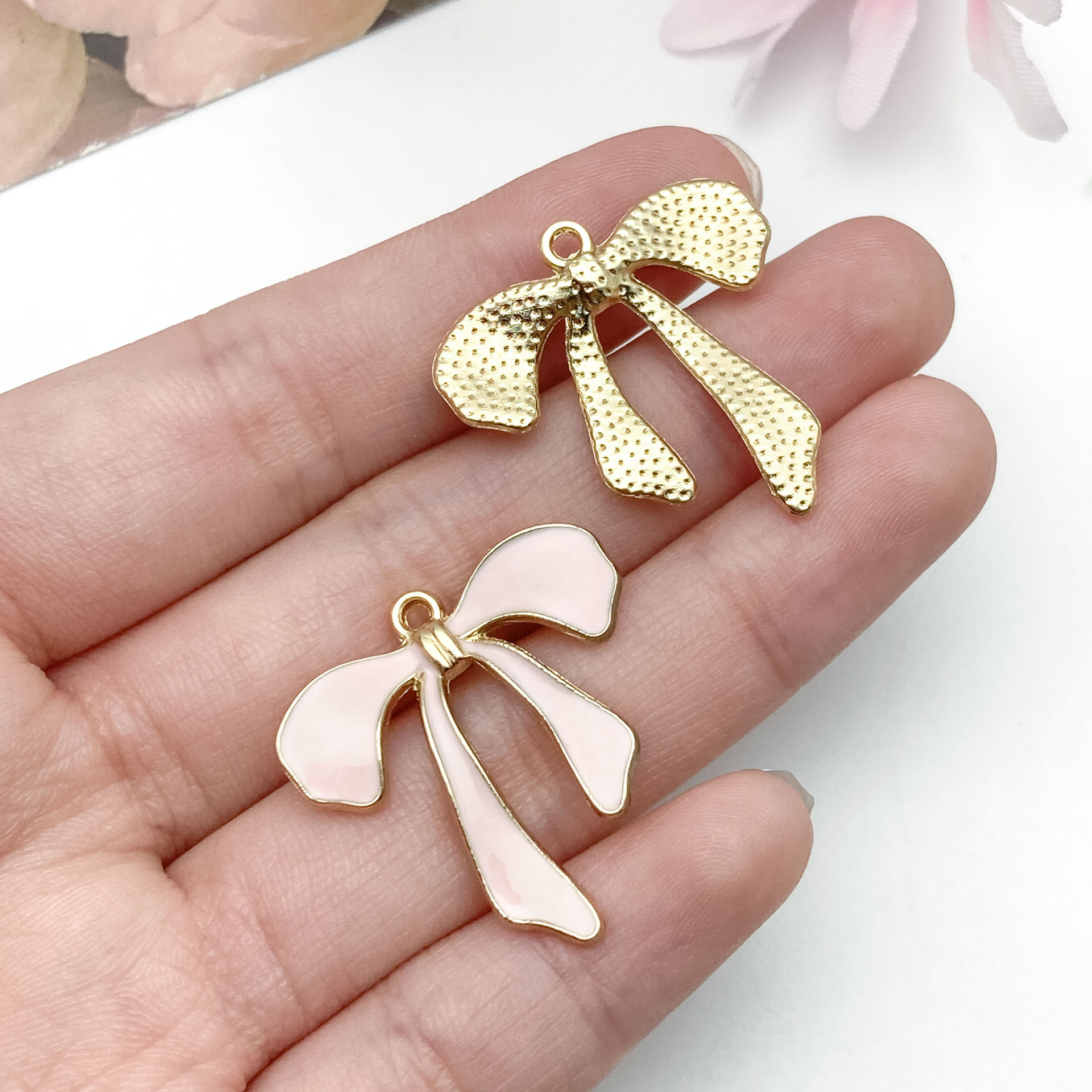 23155-XP-kc金粉色滴油锌合金蝴蝶结27×