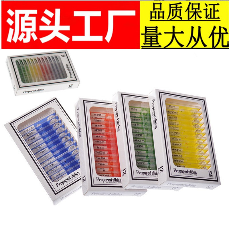 显微镜配件生物观察切片标本套装动物植物昆虫细胞载玻片实验