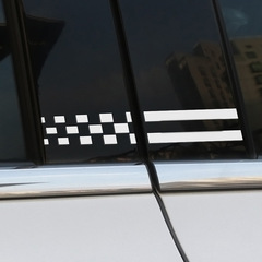 外貿2pcs汽車玻璃中柱貼紙 格子旗條紋反光車貼 跨境新品貼後視貼