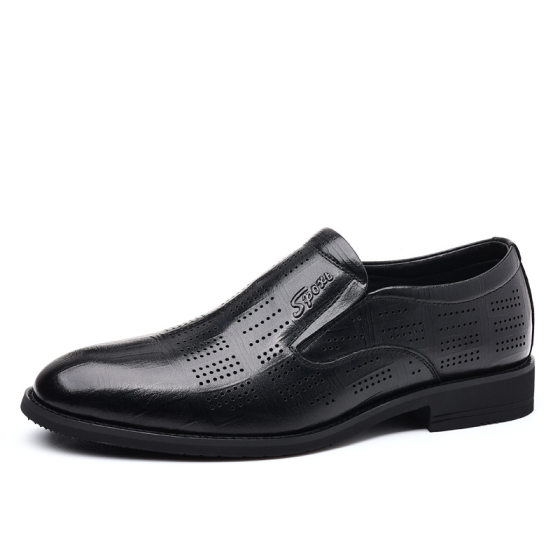 Top Layer Cowhide Men's Business Casual Leather Shoes Genuine Leather Dress Hollow Men's Shoes Heightening Shoes Oversize Men's Shoes