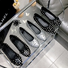 风莉雅单鞋仙女蝴蝶结2025新款银闪水晶满钻平底芭蕾舞鞋玛丽珍鞋