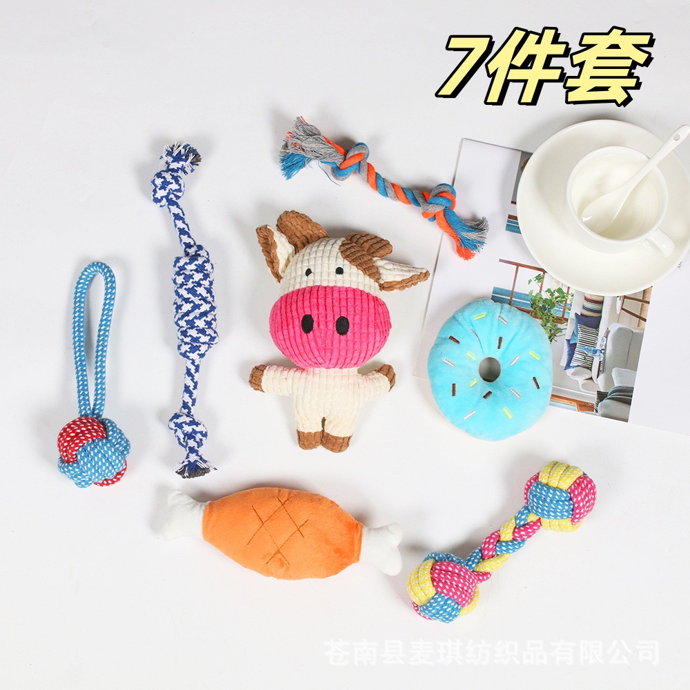 Temu se especializa en juegos de juguetes para mascotas, combinación de juguetes molares para perros, juguetes de sonido de felpa para aliviar el aburrimiento al por mayor