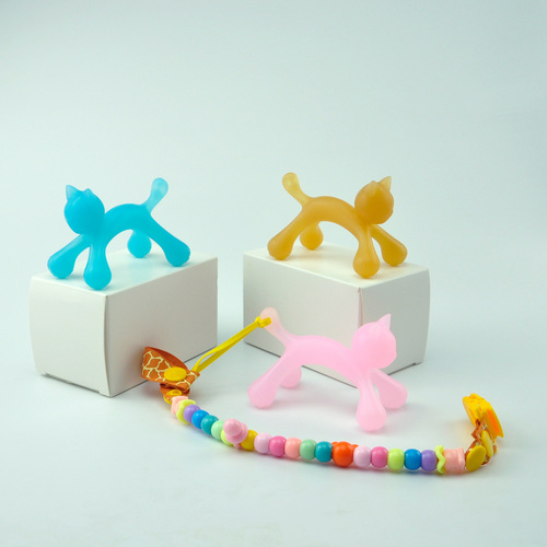 Kitten baby silicone teether baby molar stick teether soothing toy anti-eating hand artifact can be boiled