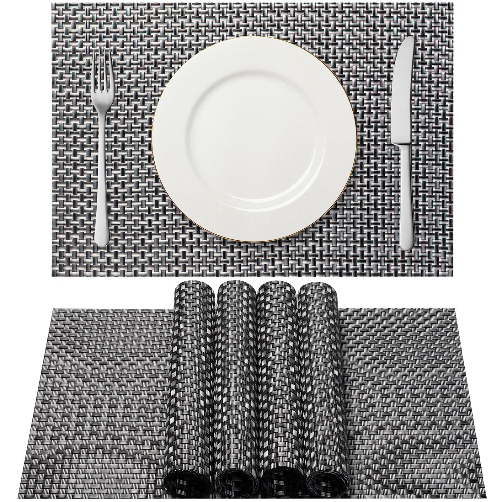 Teslin placemat PVC tejido 8*8 placemat Western placemat aislamiento térmico antideslizante estera de mesa de montaña estera de la placa de la decoración del hogar estera