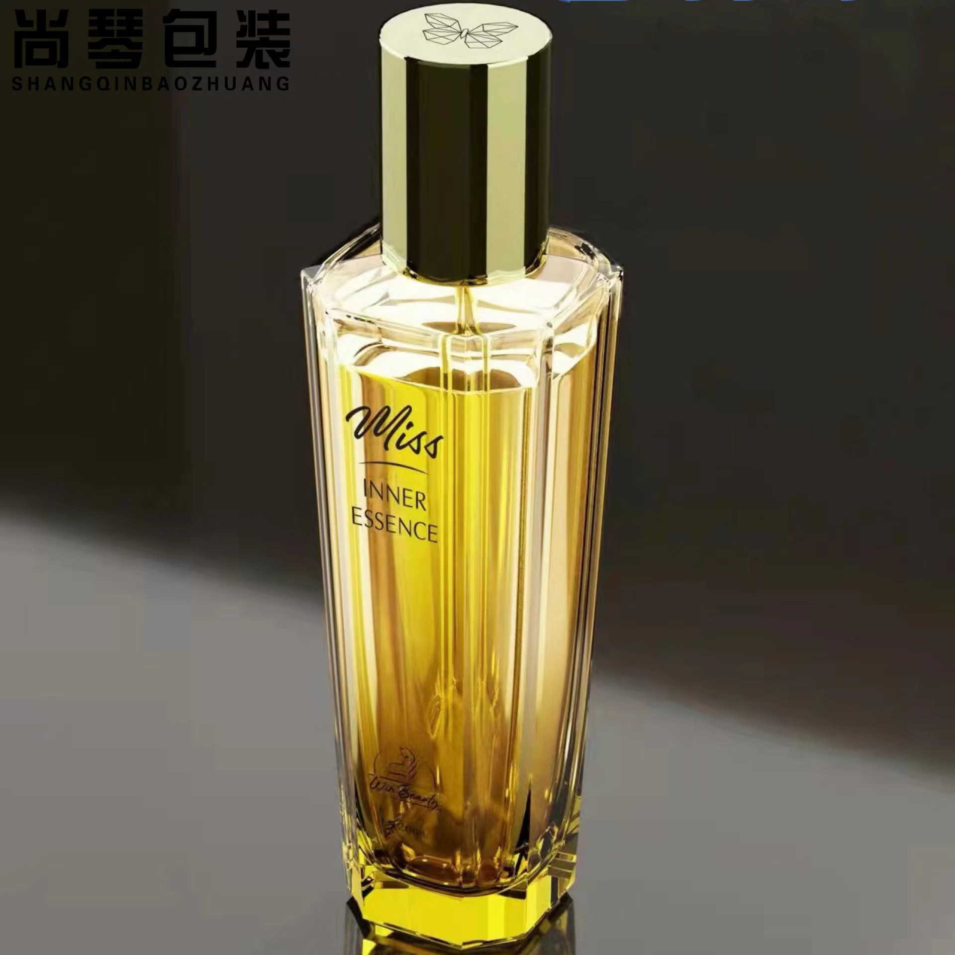 Nuevo aerosol botella de vidrio artesanal diamante loción de agua esencia botella de prensa en stock suministro 120ml30g botella de crema