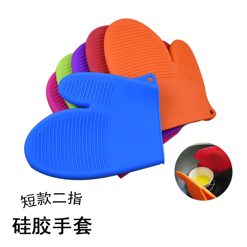 Заводские силиконовые перчатки с двумя пальцами, водонепроницаемые и изолированные, противоскользящие резиновые перчатки для микроволновой печи, инструменты для выпечки