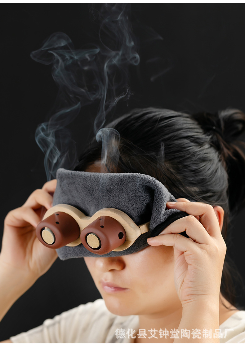 Eye Moxibustion Device Two-Port Purple Clay Eye Care Warm Moxa Box with Gift Box preparation