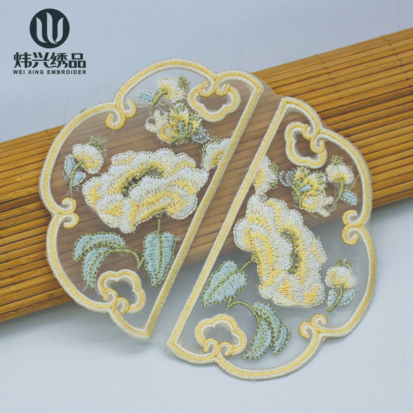 汉服绣片布贴装饰辅料刺绣布贴中式绣片刺绣对称补丁服装绣花辅料