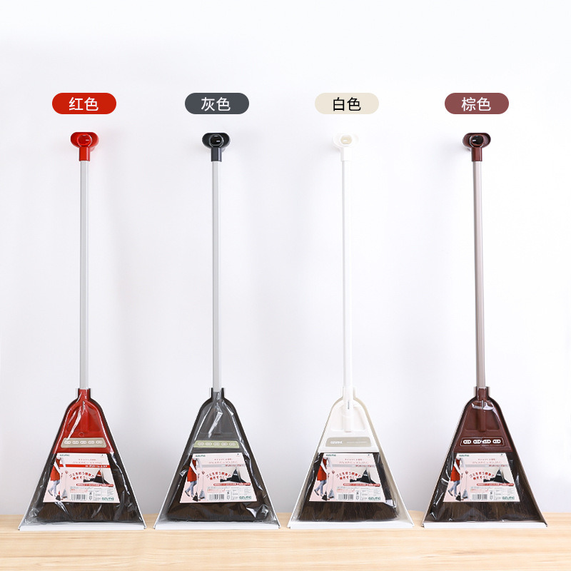 AZUMA 수입 가정용 스위핑 브룸 천연 다크 브라운 헤어 브룸 더스트 팬 세트 게으른 바닥 청소 유물