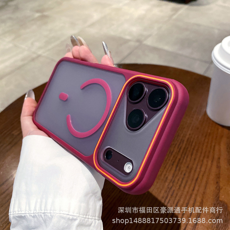 Suitable for Apple 18 Pro Max phone case, iPhone 17 color-blocking magnetic suction, 16 new model, 15 frosted transparent, 13 anti-drop