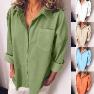 Cross-border Amazon AliExpress Spring New European and American Women's Shirts Women's Loose Long-sleeved Elegant Women's Shirts