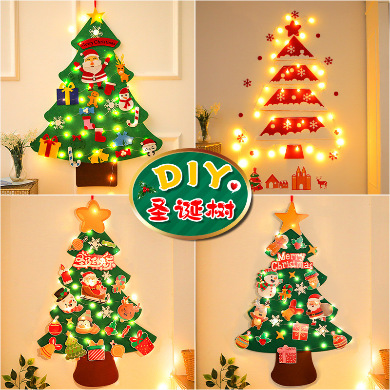Nuevo árbol de navidad de fieltro transfronterizo para niños bricolaje pegar juguete de Navidad hecho a mano creativo colgante de árbol de navidad