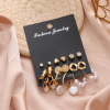 Earrings, metal set from pearl heart shaped, suitable for import, boho style, wholesale