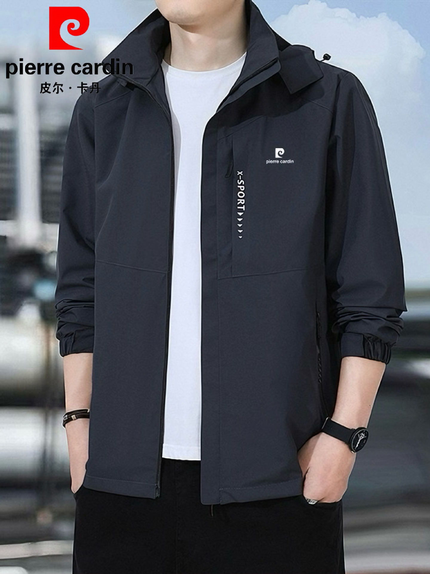 Pierre Cardin 2025 Men's Jacket Autum Middle-Aged Business Casual Hooded Jacket Men's Top Trendy