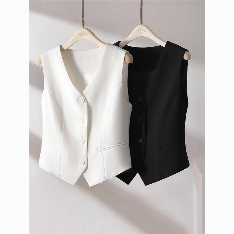 Suit Vest Women's V-Neck Vest Summer New Style 2025 Fashion Spring & Fall Sleeveless Waistcoat Short Cardigan Top