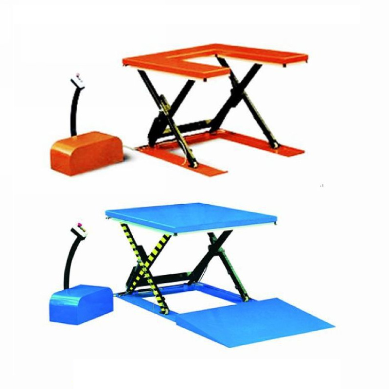 超低位电动升降台举升平台 E型低放液压升降机 U型剪叉式升降平台