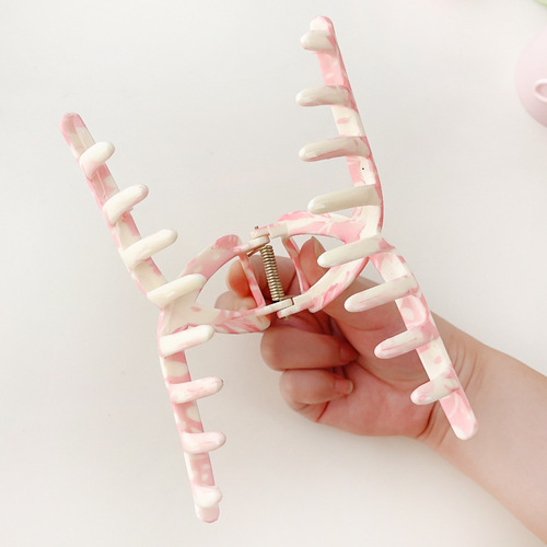 Super Large 13cm Printed Hair Clawpin Korean New Sweet Updo Shark Clip High-end Girl Hair Clip Accessory