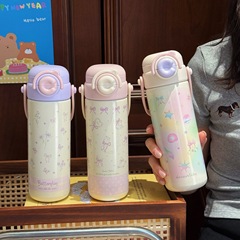 ネオンドリーム魔法瓶カップ女の子のための見栄えの良いダブルストローカップ学生ポータブルステンレス鋼ギフトウォーターカップ