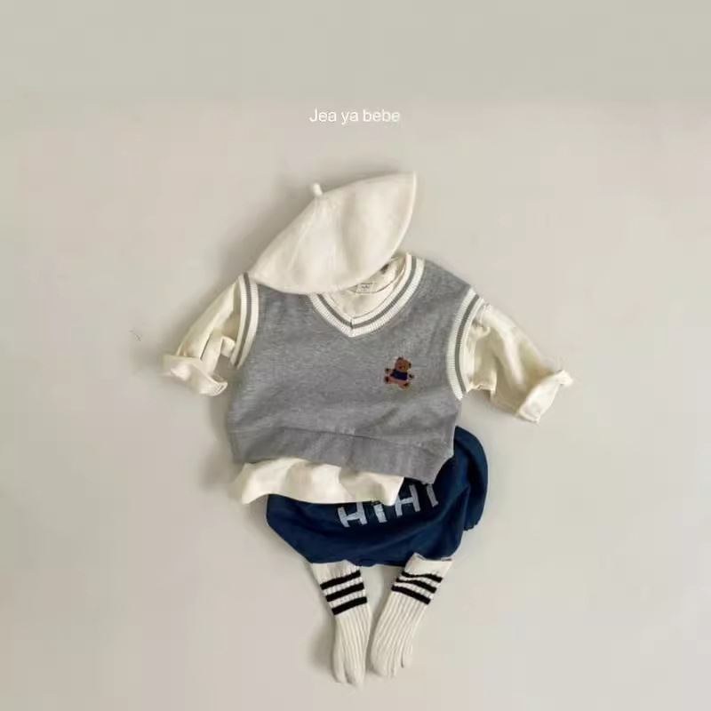 Chaleco de Bebé Ropa de otoño ropa de estilo coreano para niños otoño oso estilo universitario chaleco abrigo Chaleco de desgaste exterior para niños