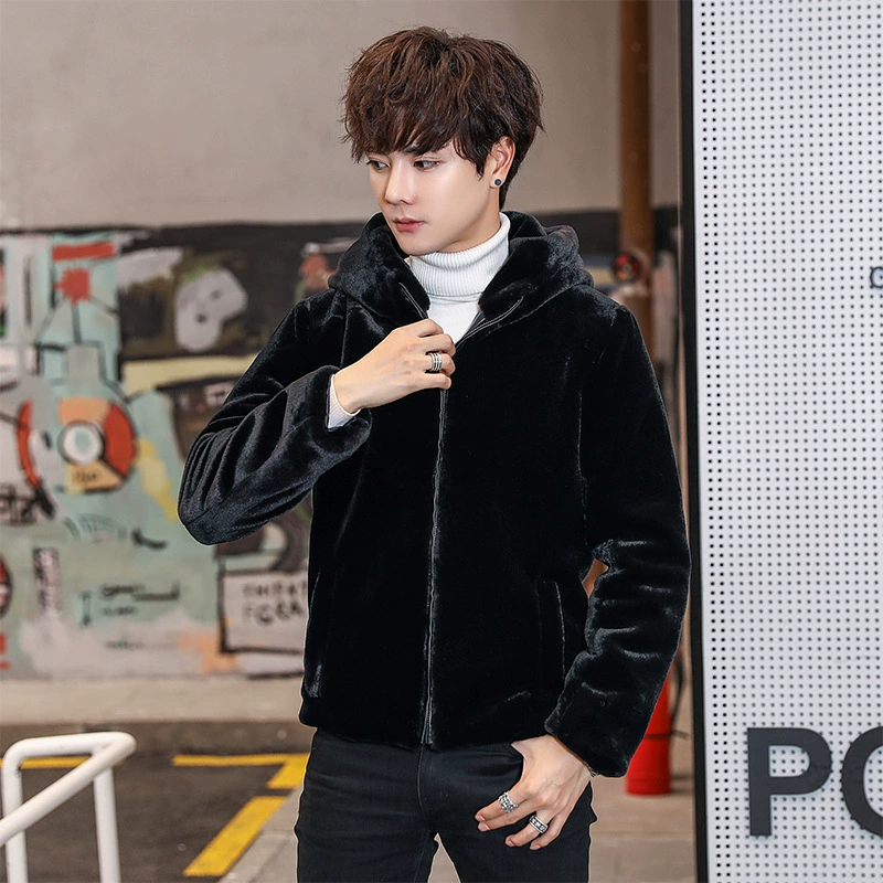 2021 толстое пальто короткая Имитация меха кролика рекс Мужская стеганая куртка из искусственного меха из норки бархат прилив
