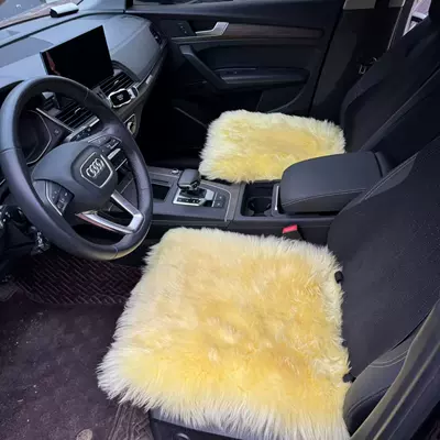 Sheepskin wool integrated car seat Wool pad - thickened-beige-single