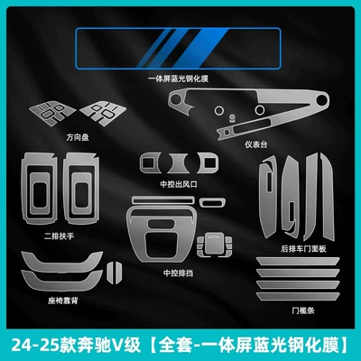 Car interior film V-Class 300L: interior protective film, center - 2024-2026-mercedes-benz-v-class-full-set-integrated-screen-blue-light-tempered-glass-film