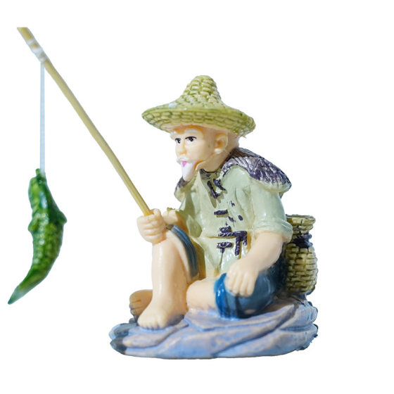 Explosive micro-landscaping ornaments ancient method fish farming large fishing man figure small landscape flowerpot gardening set decoration
