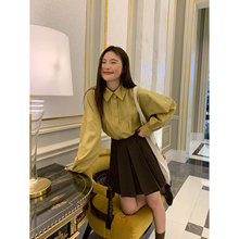 立体压褶百褶呢子半身裙女春秋新款高腰a字短裙百褶裙
