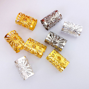 Iron electroplated wig dirty braid hair ring iron copper hollow hair decorative hair buckle diy hair accessories 10*15mm