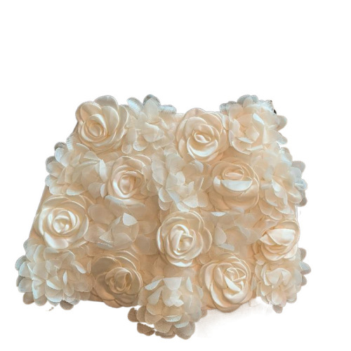 Stylish versatile 3D rose flower semi-sleeve skirt for autumn solid color high-waisted slimming A-line short skirt