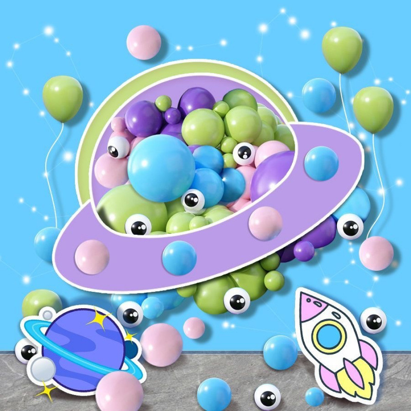 fuchsia purple blue green balloon
