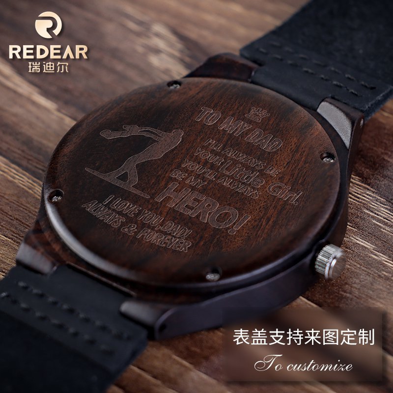 Exportación de relojes de madera para hombre, relojes de cuarzo decorativos impermeables de alta gama, relojes de cuero de moda al por mayor populares transfronterizos