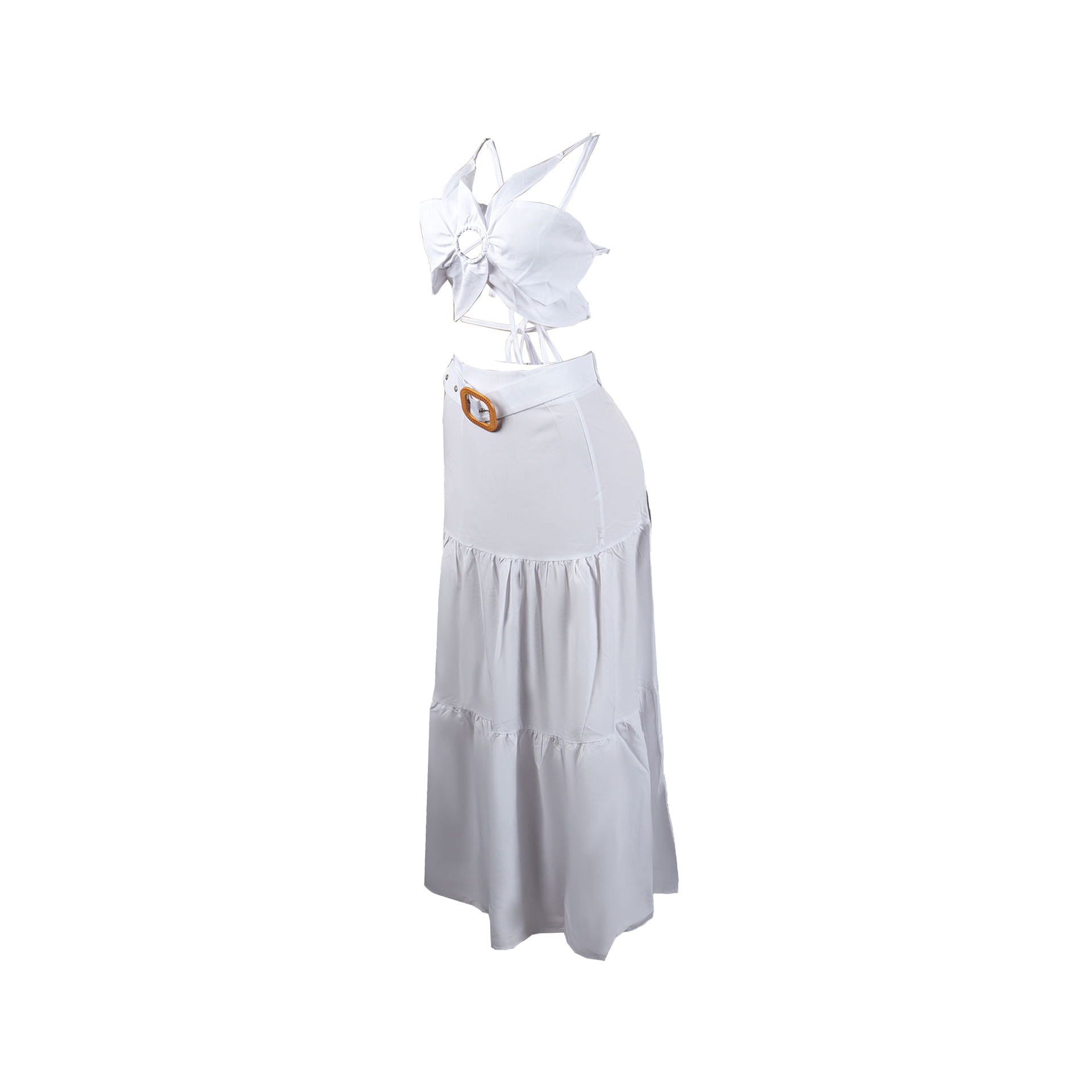 354g Weight Sleeveless Sleeve Length Polyester Fabric Type Skirt Co-ord Set Sets Type 2 Pieces Set Quantity Holiday Occasion Strap Neckline Slim Fit Type Solid Color, Flower Pattern Summer Season Women's Gender Vacation Style Holiday Women's Vacation Solid Color Flower Polyester Skirt Co-ord Set Skirt Sets 16