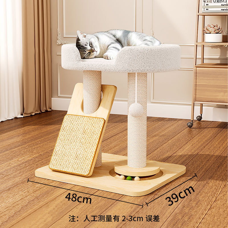 Marco de escalada para gatos, nido para gatos, interior de madera maciza, sisal, cuatro estaciones, toaliscos de madera pequeños universales, palo para gatos divertido, estante para gatos