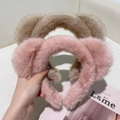 秋冬可愛貓耳朵毛絨發箍女款洗臉專用頭箍外出百搭壓發卡發捆頭飾