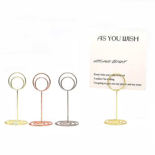 85mm Peacock Round Greeting Card Holder Metal Hotel Table Number Sign Stand Seat Clip Business Card Holder Gold Sticky Note Clip