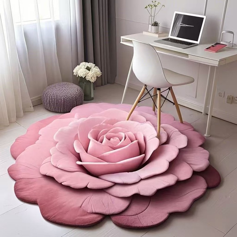 国境を越えた卸売特殊な形の花のバスルームフロアマット家庭用ソフト珪藻泥滑り止めリビングルームカーペットドレッシングテーブルフロアマット|undefined