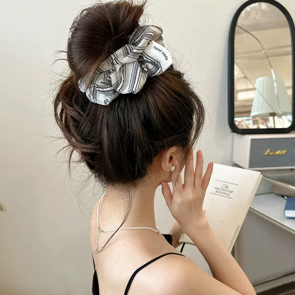Ball Head Stripe Large Intestine Hair Ring Internet Celebrant 2025 New Style High Ponytail Hair Rope Women's Hair Strap Headdress Hair Rope