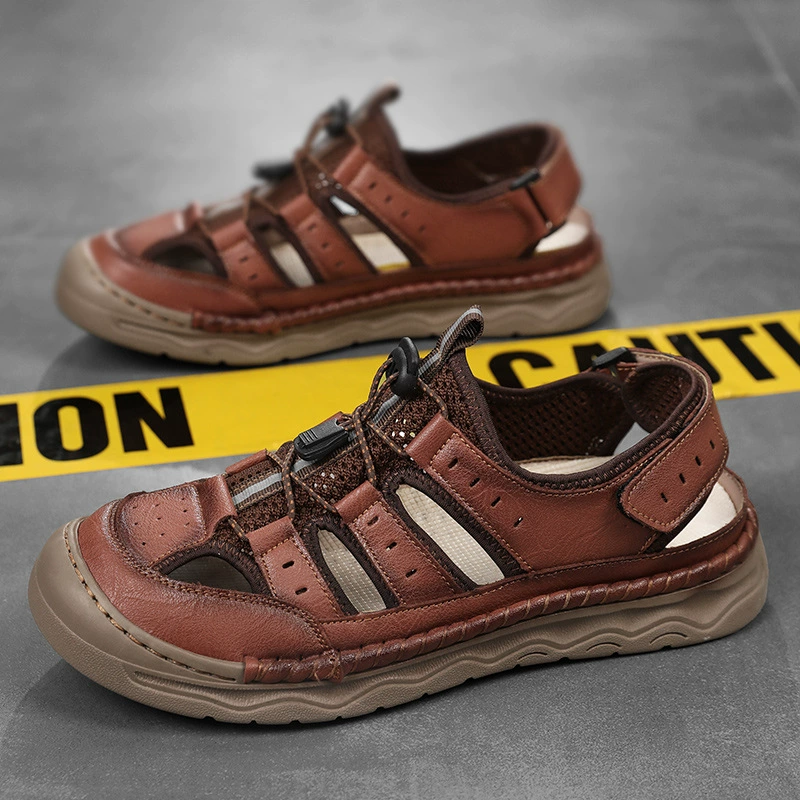 Новые мужские сандалии ручной работы внешняя торговля большие размеры кожаные сандалии независимых станций трансграничные классические пляжные туфли мужские сандалии