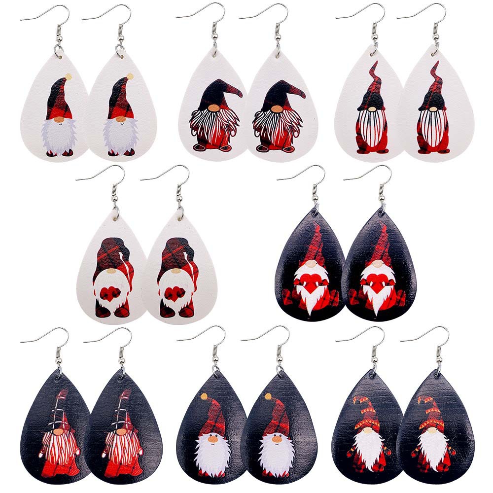 Fashion Santa Claus Water Droplets Pu Leather Women's Earrings 1 Pair display picture 1