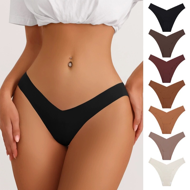 New European and American seamless ice silk underwear women's low waist plus size briefs breathable quick-drying yoga sports underwear women