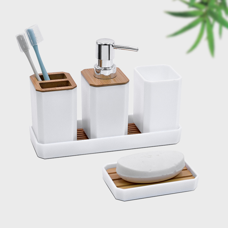 Traje de baño de cerámica de imitación de cinco piezas de baño suministros de lujo ligero enjuague bucal taza lavabo bandeja decoración al por mayor