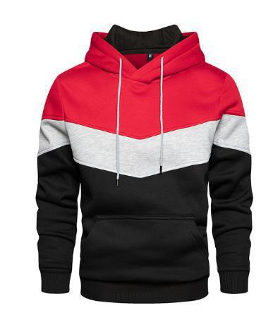 Men's Clothing Autumn and winter blue street casual sports sweatshirt loose side seam pocket block color youth hoodie_senzul.com