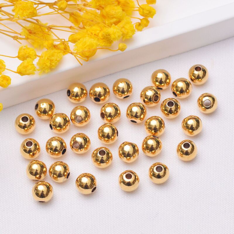 Non-fading 24k vacuum gold spacer beads glossy solid beads diy bracelet necklace beaded accessories large hole beads wholesale Non-fading 24k vacuum gold spacer beads glossy solid beads diy bracelet necklace beaded accessories large hole beads wholesale